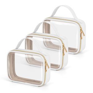 Tsa Approved Toiletry Bag, 3 Pack Clear Makeup Bags With Handles, Quart Size💫